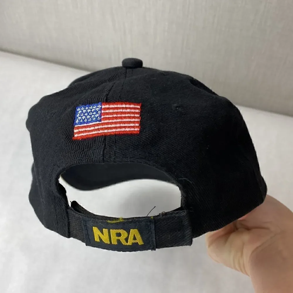 NRA Hat Ballcap Cap Black Yellow Adult Adjustable National Rifle Association